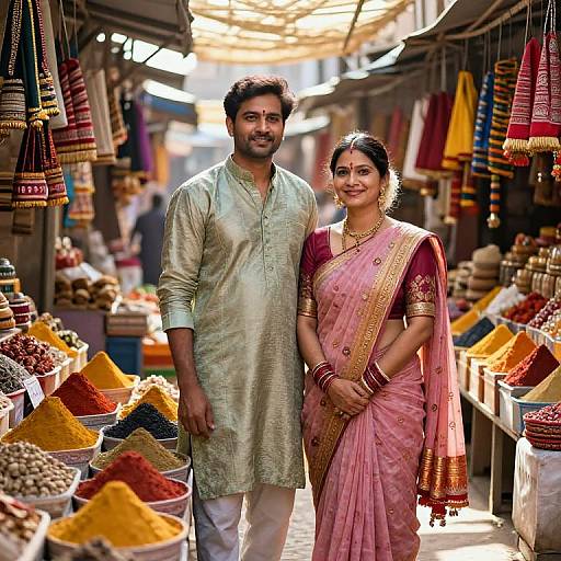 Indian Couple in Vibrant Jaipur Market