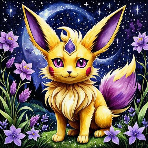 Espeon with Golden Mane in Mystical Garden