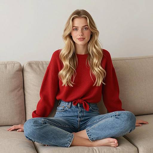 Chic Young Woman in Casual Indoor Setting