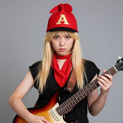 Guitar Superstar with Red Scarf