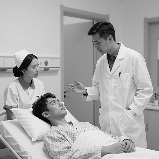 Hospital Scene in Black and White