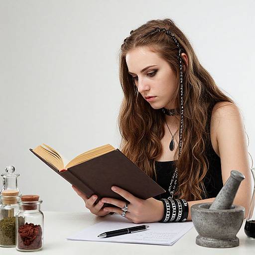 Biopunk Woman Reading with Spices