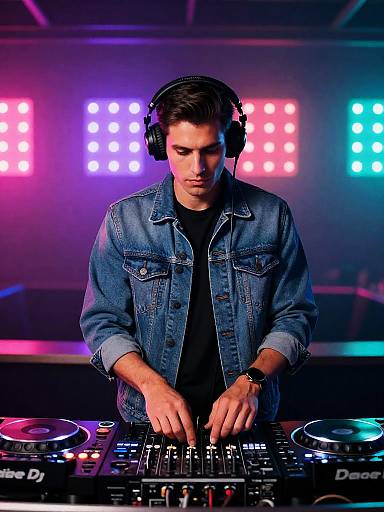 Male DJ Mixing Music in Nightclub