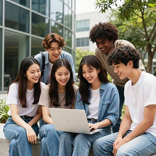 Diverse Young Adults Collaborating Outdoors