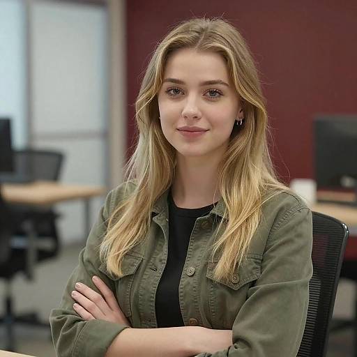 Young Woman in Office Chair