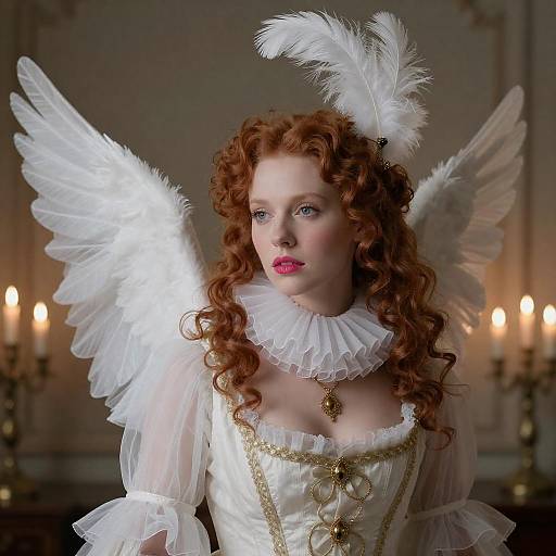 Candlelit 18th-Century Angelic Woman Portrait