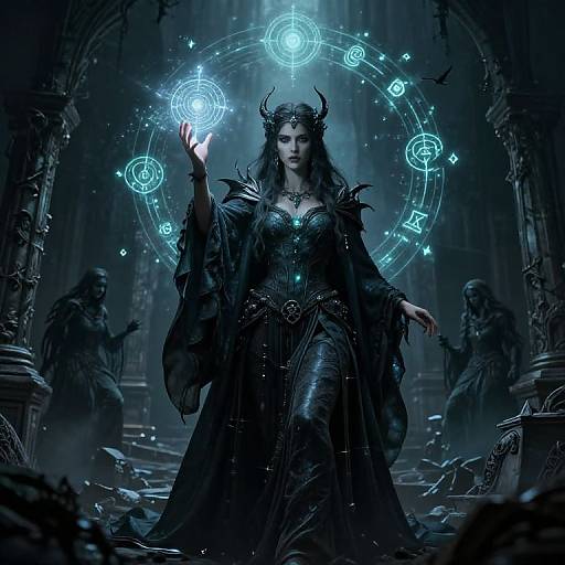 Ancient Sorceress Casting Dark Spell