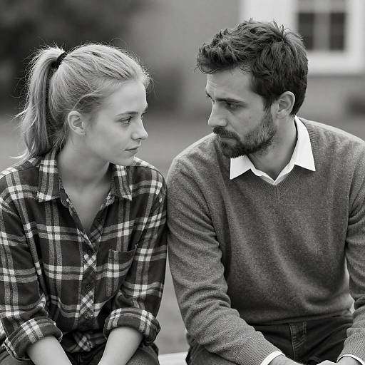 Black-and-White Intimate Couple Outdoor Portrait