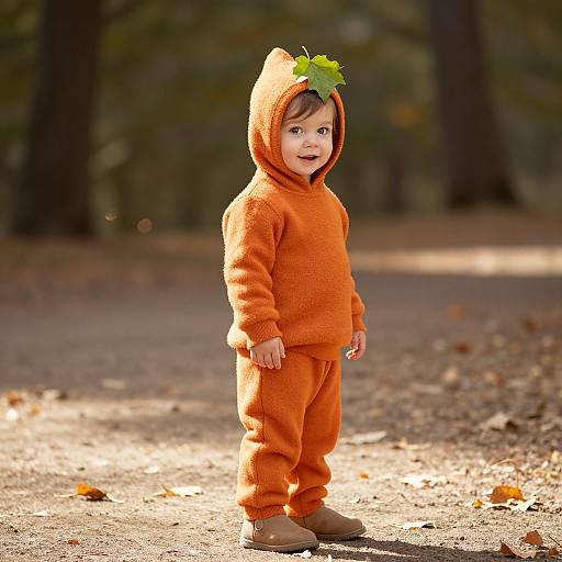 Cozy Child in Autumn Leaves