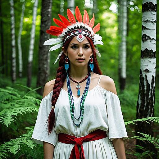 Young Woman in Princess Mononoke Inspired Forest Costume