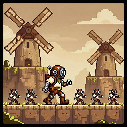 Steampunk Inventor Pixel Animation