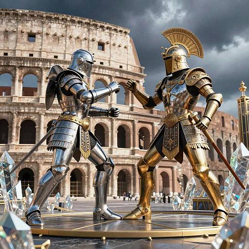 Gladiatorial Androids Battling at Colosseum