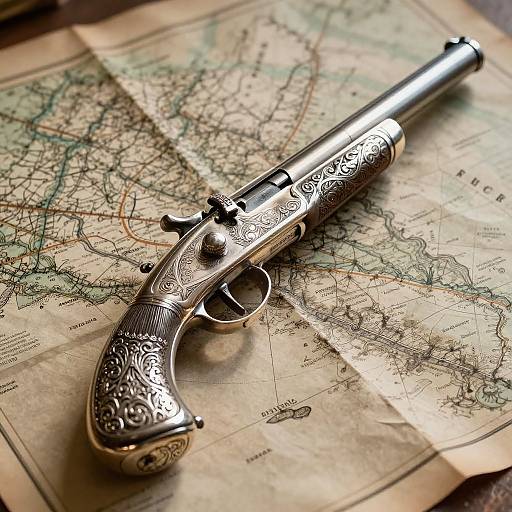 Vintage Silver Filigree Gun Art