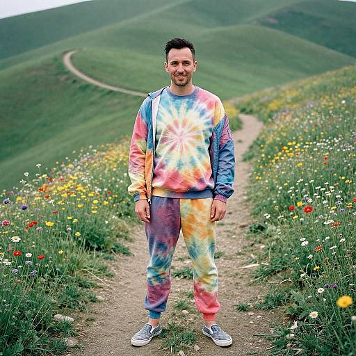 Man in Vibrant Outdoor Attire