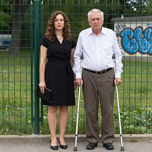Portrait of Woman and Older Man Outdoors
