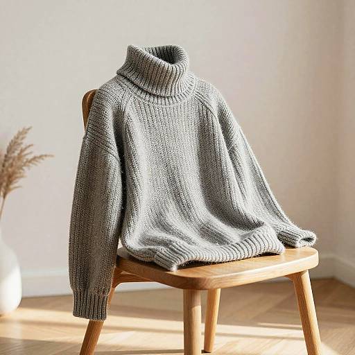 Cozy Grey Turtleneck in Scandinavian Room
