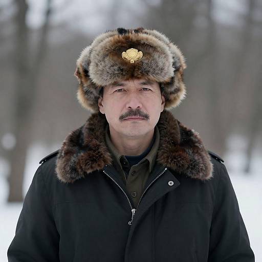 Serious Middle-Aged Man in Winter Attire