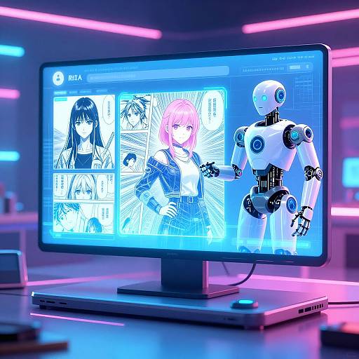 Futuristic AI Manga Creation Interface
