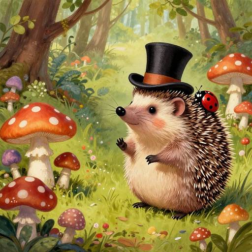 Whimsical Hedgehog in Enchanted Forest