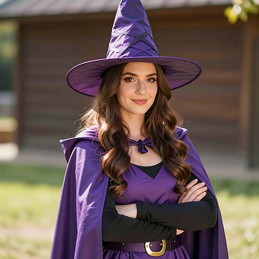 Vibrant Purple Witch Costume Photography