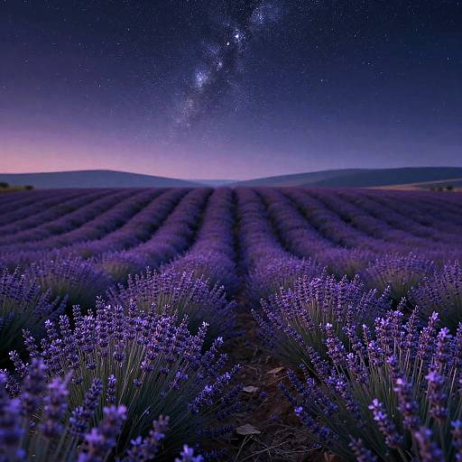 Lavender Field Under Starry Twilight