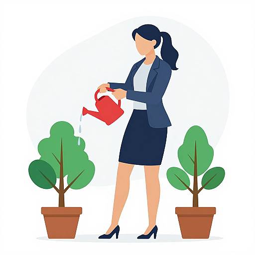 Businesswoman Nurturing Growth Symbolism