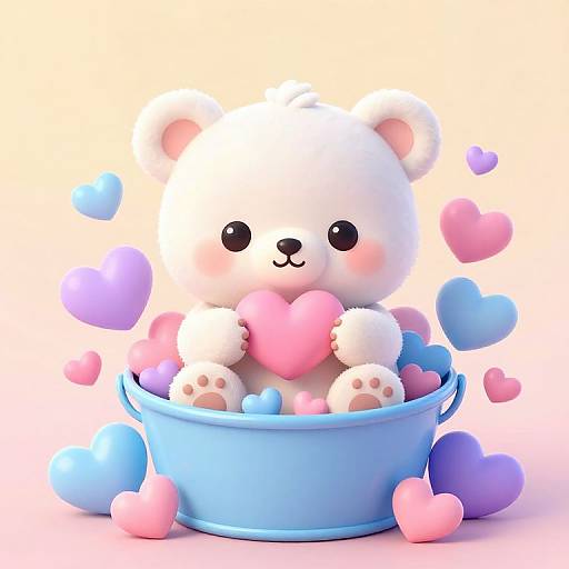 Kawaii Baby Bear with Hearts