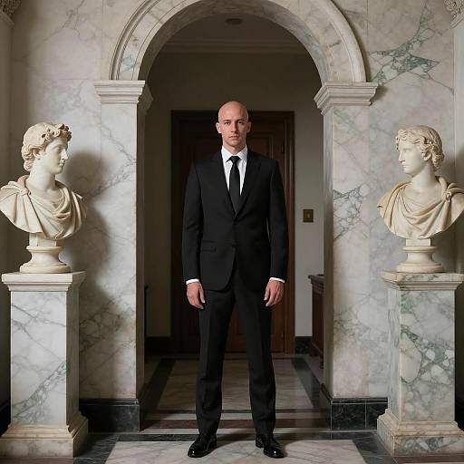 Elegant Portrait in a Marble Hallway