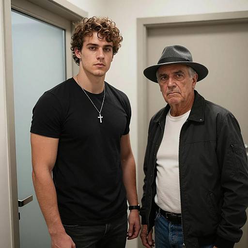Two Men Standing in Hallway