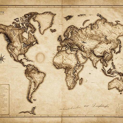 Intricately Detailed 1800 Vintage World Map