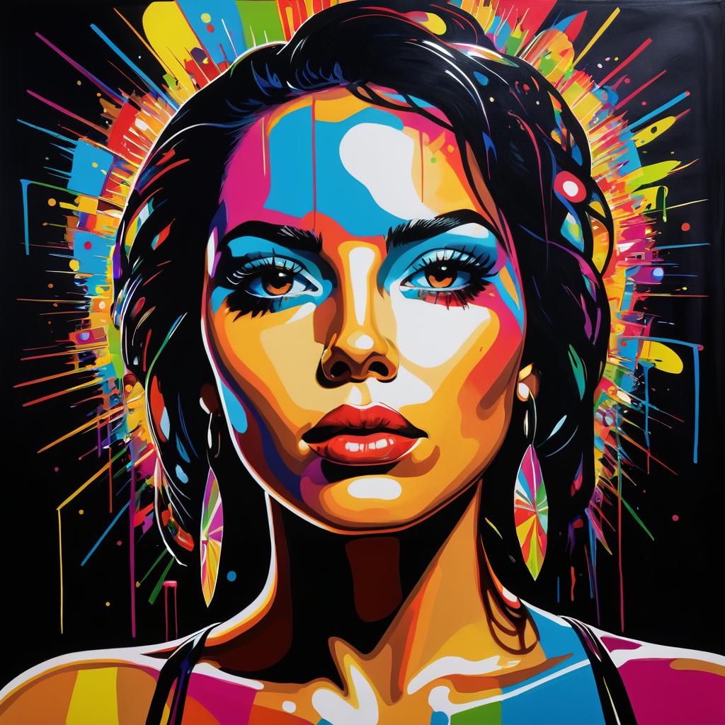 Dynamic Pop Art Portrait of Hispanic Woman