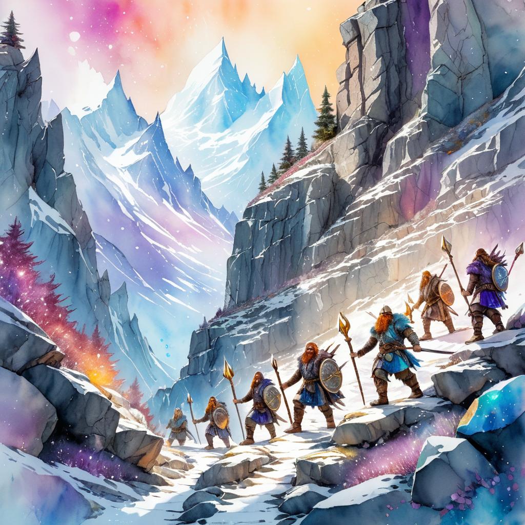 Dwarven Warriors Journey Through Mountains