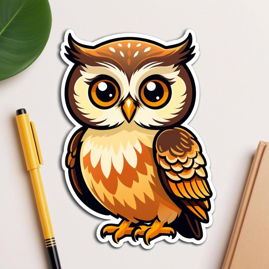 Charming Cute Owl Sticker Design