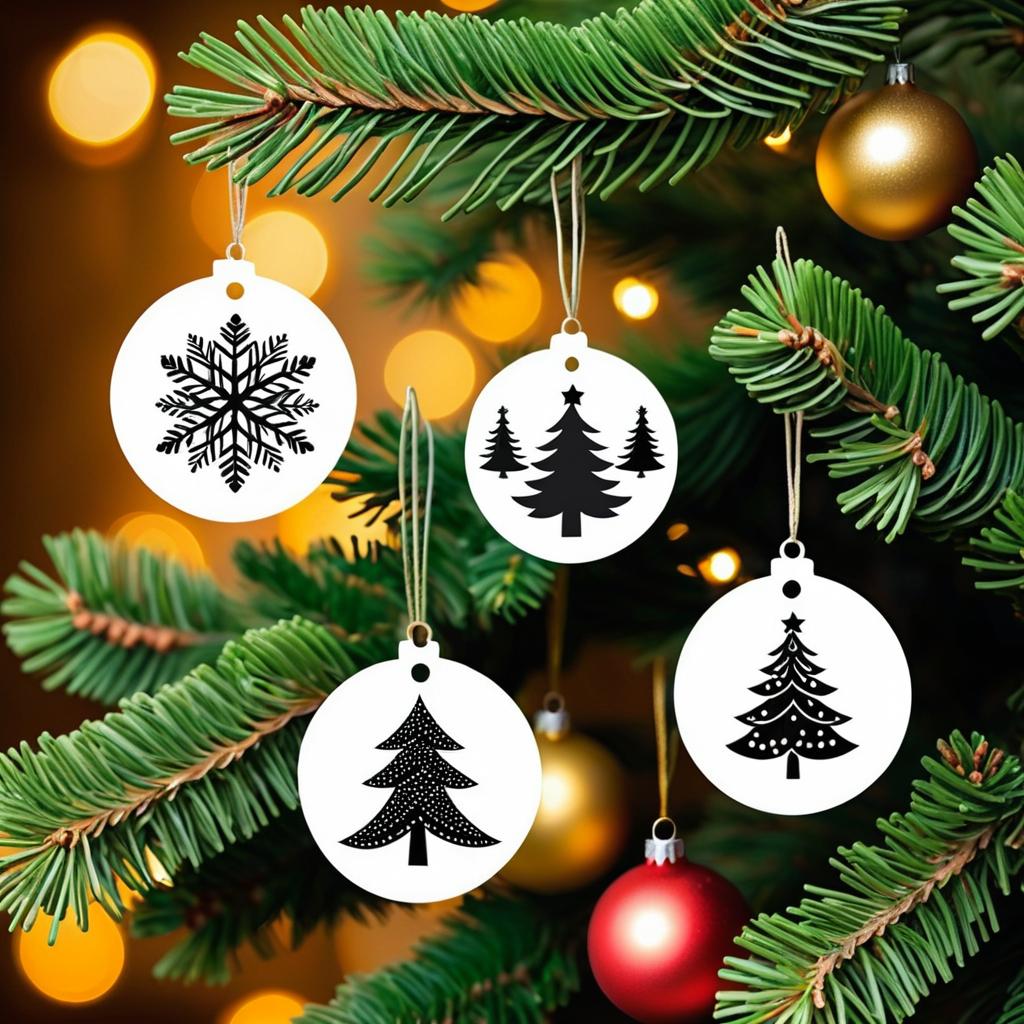 Festive Christmas Designs on Fir Branch