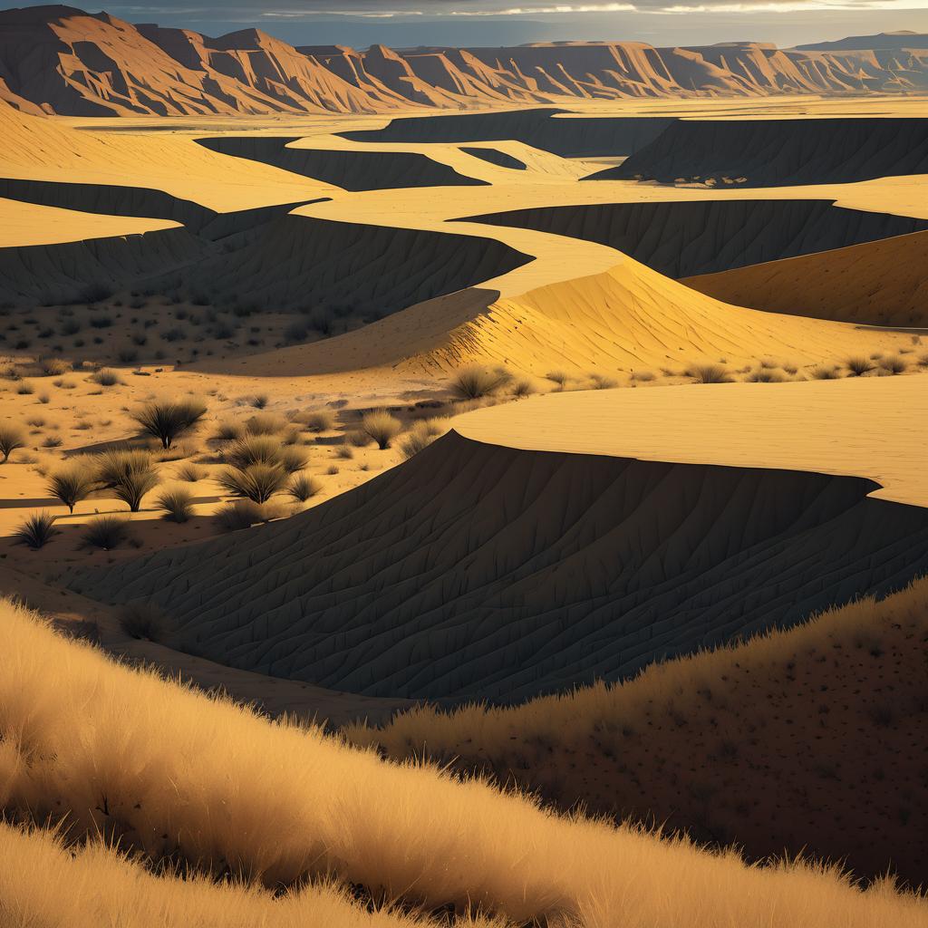 Isometric Golden Savannah with Deep Canyons