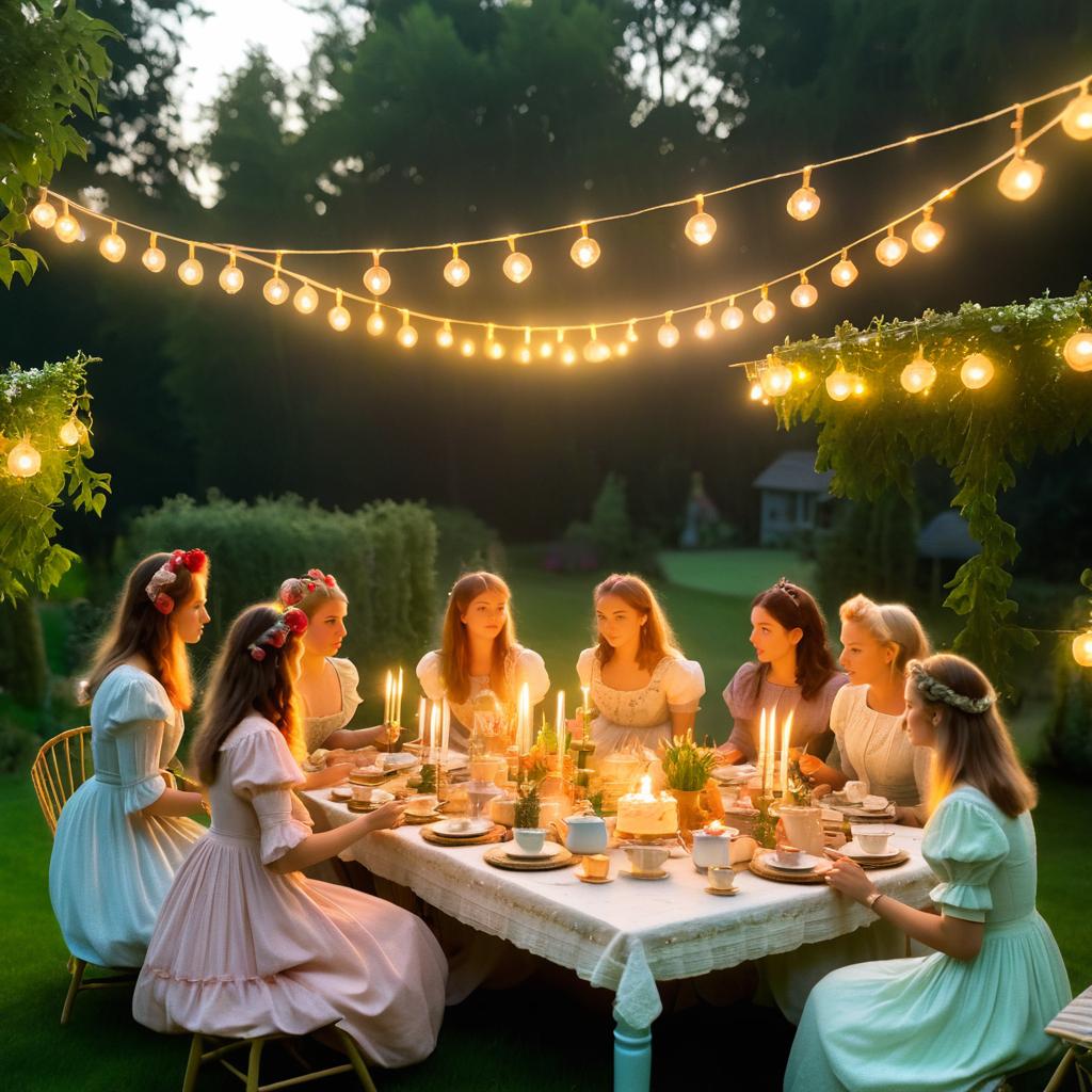 Charming Kitsch Outdoor Dinner Party Scene