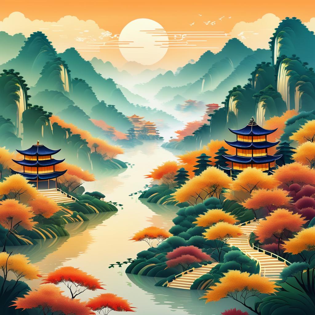 Majestic Autumn Bamboo Landscape Vista