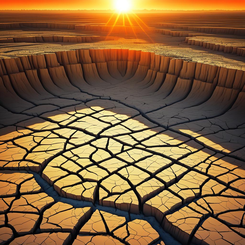 Surreal Landscape of Cracked Earth Flats