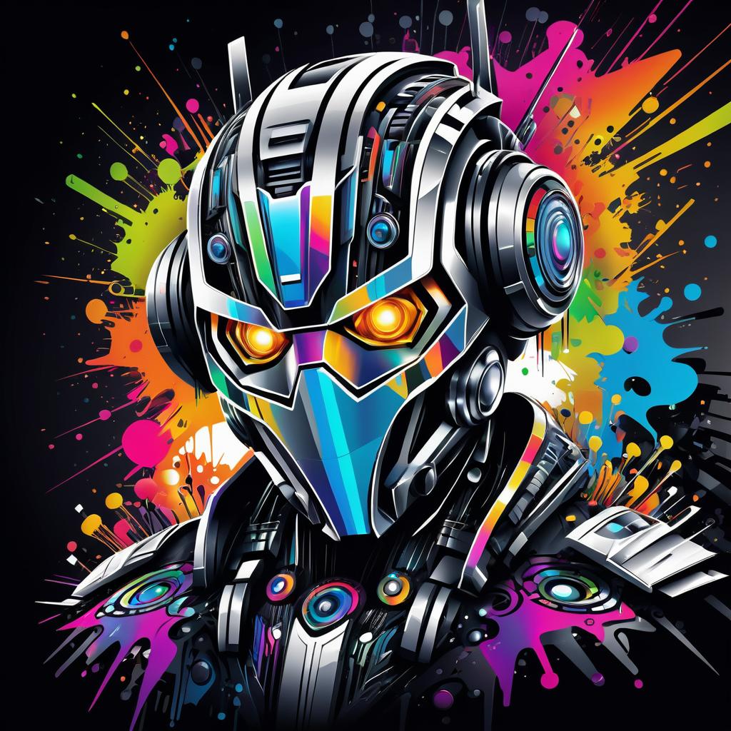 Vibrant Robot Graffiti T-Shirt Design