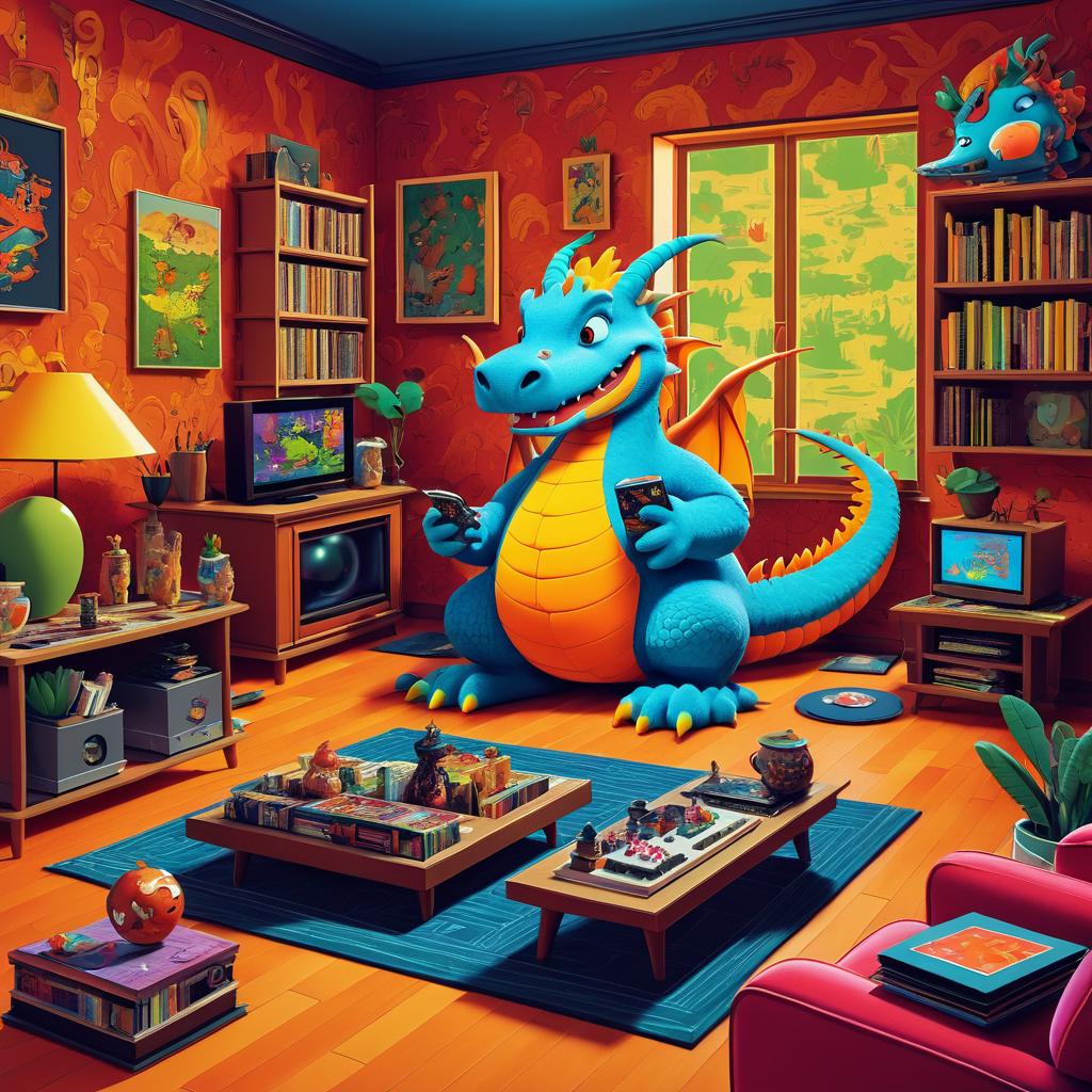 Whimsical Dragon Gaming in Cozy Room