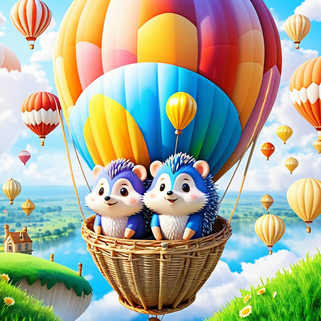 Adorable Hedgehogs in Balloon Adventure