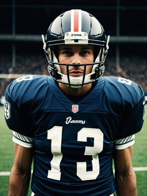 American Football Player in Blue Jersey