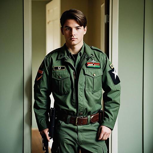 Realistic Military Boy in Uniform