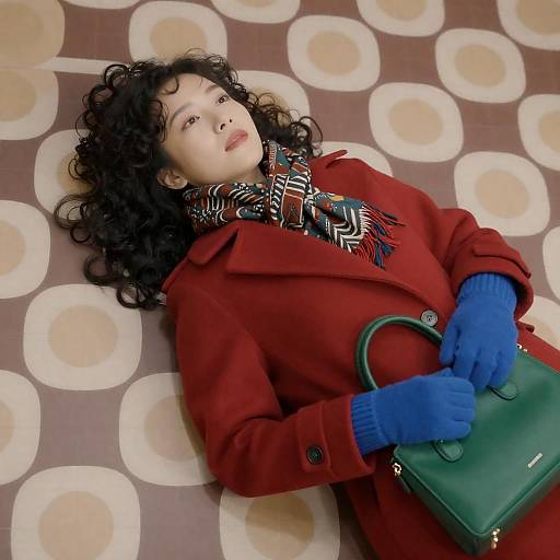 Relaxed Woman on Patterned Floor
