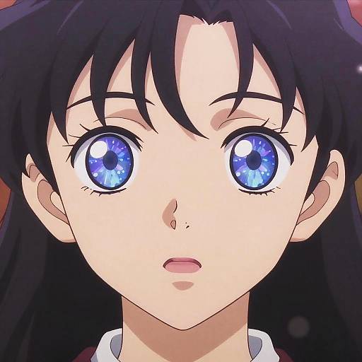 Expressive Anime Eyes Glowing Blue-Purple