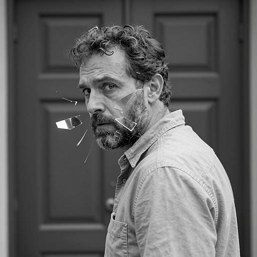 Man with Glass Shards Overlay