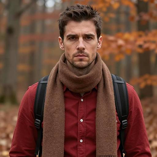 Handsome Man in Autumn Attire Portrait