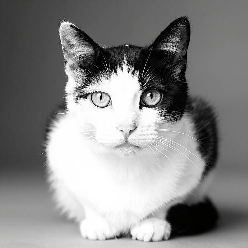 Realistic Black and White Cat Photography