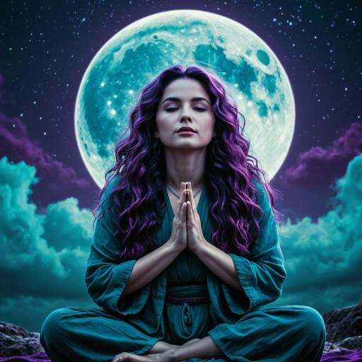 Woman Meditating Under Full Moon