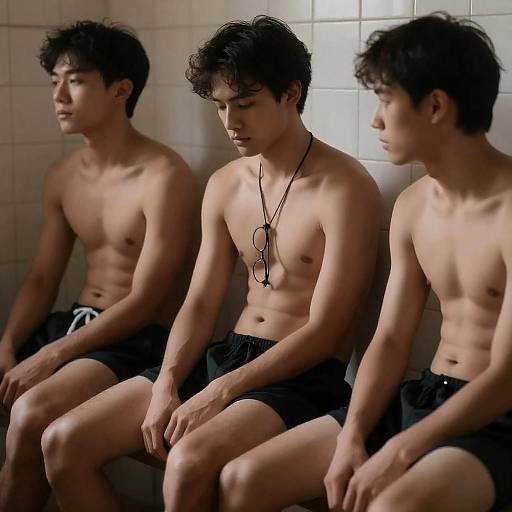 Contemplative Trio in Dim Lighting